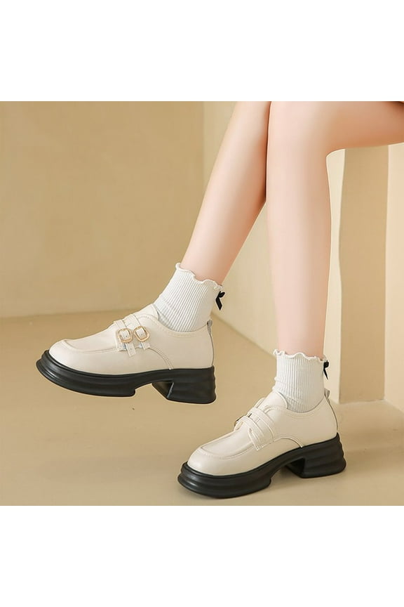 Small Fragrant Style Round-toe Pearl French Retro Mary Shoes For Women Flat Shallow Mouth Gentle Patent Leather Spring