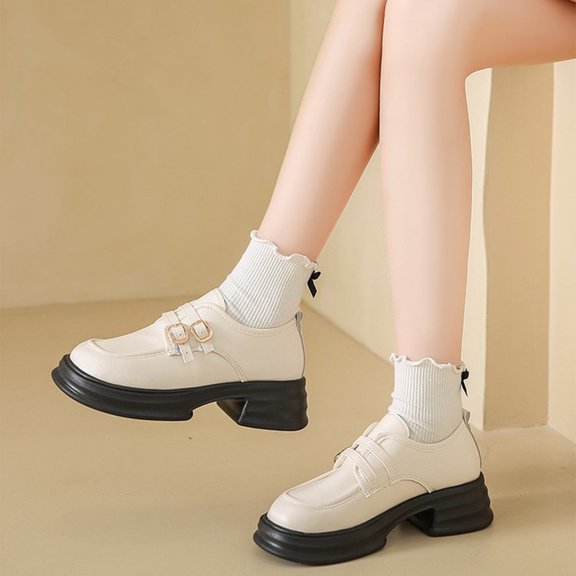 Lufly Small Fragrant Style Round-toe Pearl French Retro Mary Shoes For Women Flat Shallow Mouth Gentle Patent Leather Spring