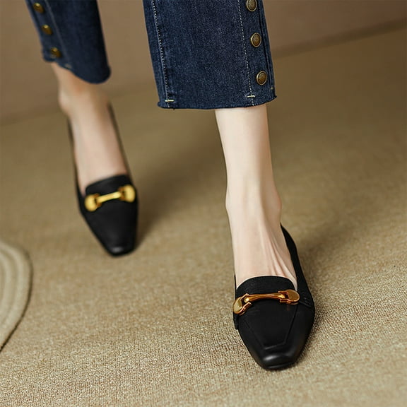 Lufly Small Fragrant Style Round-toe Pearl French Retro Mary Shoes For Women Flat Shallow Mouth Gentle Patent Leather Spring