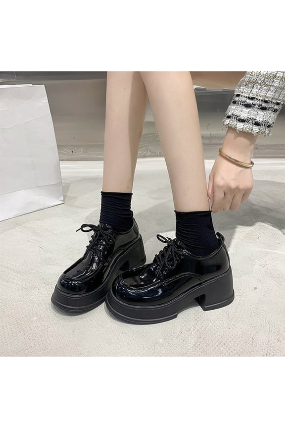 Small Fragrant Style Round-toe Pearl French Retro Mary Shoes For Women Flat Shallow Mouth Gentle Patent Leather Spring