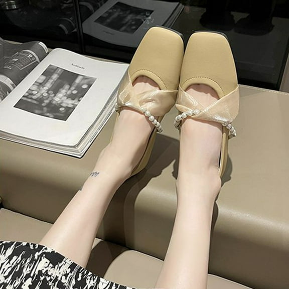 Lufly Small Fragrant Style Round-toe Pearl French Retro Mary Shoes For Women Flat Shallow Mouth Gentle Patent Leather Spring