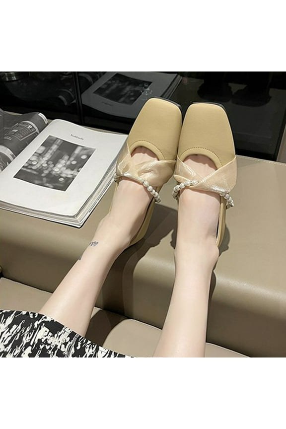 Small Fragrant Style Round-toe Pearl French Retro Mary Shoes For Women Flat Shallow Mouth Gentle Patent Leather Spring