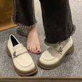 thumbnail image 1 of Lufly Soft Leather Thick Bottom Loafers Women Increase Height Single Shoes England Black Small Leather Shoes A Stirrups Women's Shoes, 1 of 9
