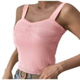 thumbnail image 1 of Lufly Summer Tops for Women Fashion Sexy V-Neck Sleeveless Solid Casual Going Out Tops Camisoles Vest,Pink,M, 1 of 8
