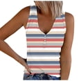 thumbnail image 1 of Lufly Tank Tops for Women Causal Button V-Neck Stripe Printing Blouse Sleeveless Elegant T-Shirt,Gray,M, 1 of 5