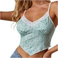 thumbnail image 1 of Lufly Tank Tops for Women Trendy Women's Commute Vest Lace Navel V Neck Blouse Tank Tops ,Green,M, 1 of 3