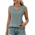 thumbnail image 1 of Lufly Tops for Women Fashion Solid Color Comfortable Loose T-shirt Round Neck Sleeveless Blouse,Army Green,XL, 1 of 5
