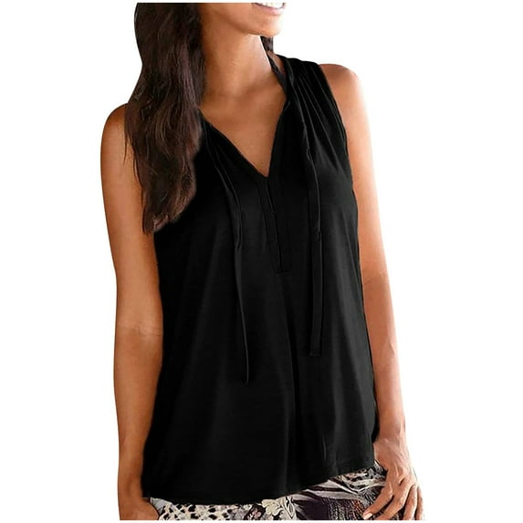 Lufly Vest for Women Casual V-Neck Sexy Loose Sleeveless Solid Bandage Vest Sling Tops,Black,M