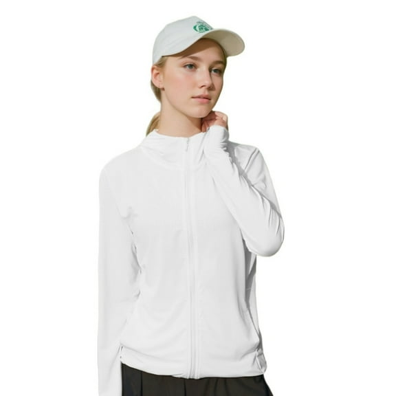 Lufly Womens Sun Protection Clothing UPF 50  Workout Tops Shirts Thin Breathable Rash Guard Long Sleeve Shirts Outdoor Sunscreen Lightweight Womens Activewear Zip Up Hoodie Hiking Jacket