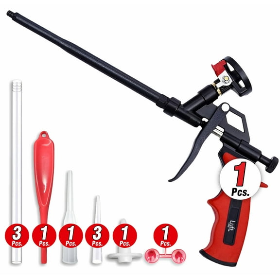LUFT WERKZEUGE Foam Dispensing Gun Kit – Professional PU Expanding Foam Spray Gun with 9 Extensions, Metal Insulation Applicator Tool (1 Pack)