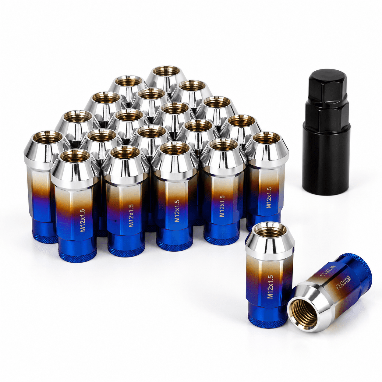Automatic Racing 4 Wheeler Lug Nuts Red-blue M12xP1.5 Open End Wheel Taper Acorn Seat Forged ...