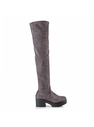 Nature Breeze Pull On Women's Thigh High Boots in Pewter