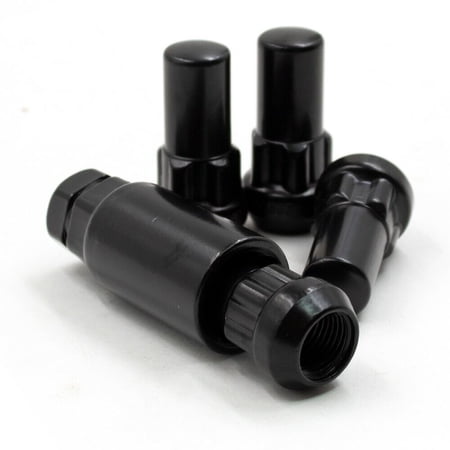 Lug Wheel Lock Nuts 14x2 Black Bulge Acorn 1.9" Locking Lugs Set of 4 with Key