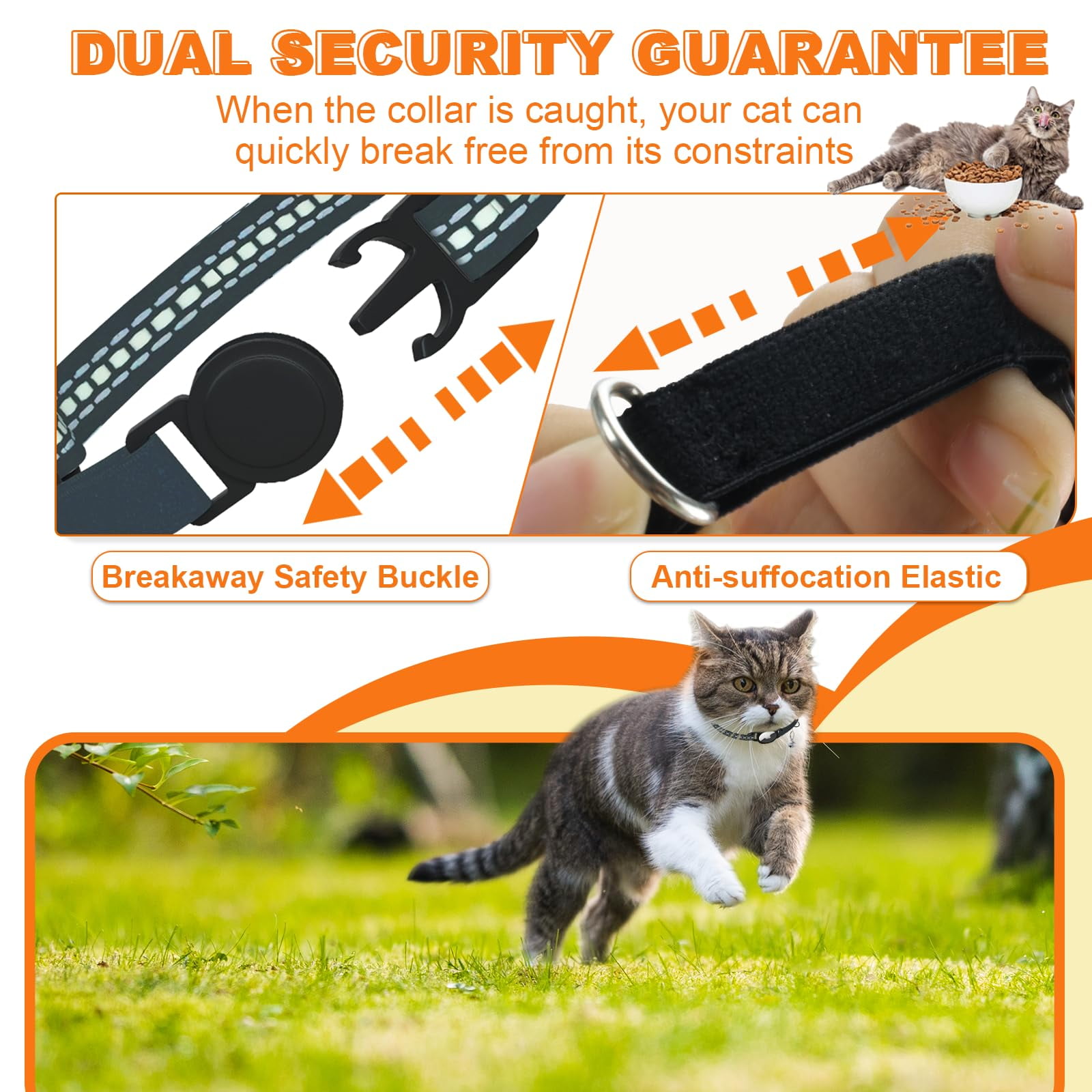 Lugackme Apple Air Tag Cat Collar Luminous & Reflective Airtag Cat