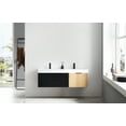 thumbnail image 1 of Lugano 55" Matte Black Glass and Maple Wall Mount Bathroom Vanity, 1 of 9