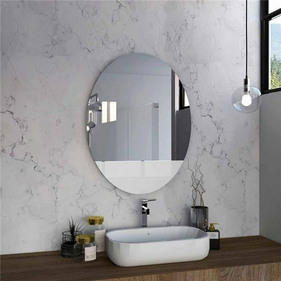 Lugano Frameless Oval Looking Glass Mirror, Clear