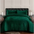 thumbnail image 1 of Lugano Honeycomb Velvet Oversized Solid Quilt Set Emerald Green Twin 2 Piece, 1 of 5
