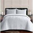 thumbnail image 1 of Lugano Honeycomb Velvet Oversized Solid Quilt Set White Queen 3 Piece, 1 of 5