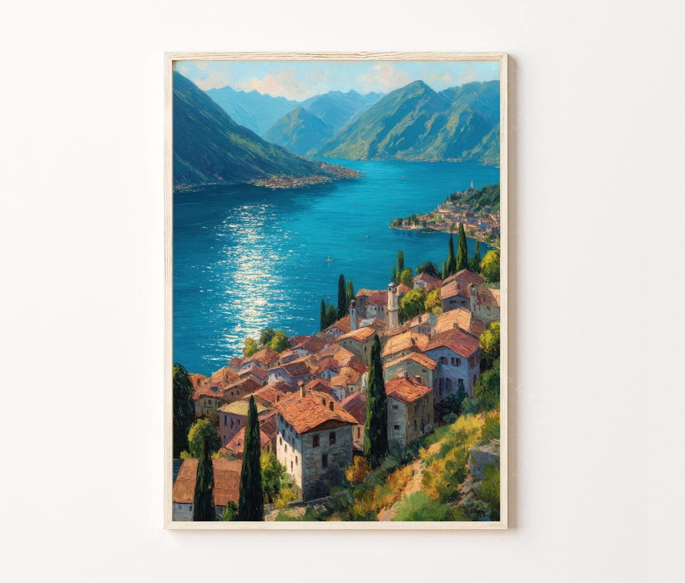 Lugano Lake Switzerland Scenic Alpine City Wall Art Print, Swiss Home ...