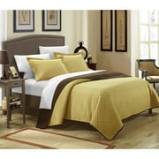 Lugano Reversible Color Block Modern design Quilt with Shams Set