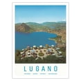 thumbnail image 1 of Lugano - Svizzera Suisse Schweiz Switzerland - Aerial View of Lake Lugano - Vintage Travel Poster by Vicari V. 1957 - Bamboo Fine Art 290gsm Paper Print (Unframed) 24x32in, 1 of 4