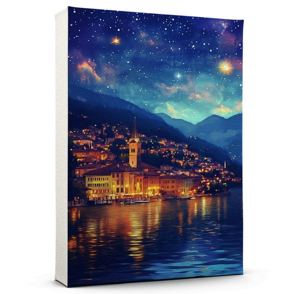 Lugano Travel Starry Night Canvas Print, Switzerland Canvas Wall art, Lugano Map Canvas, Switzerland Travel Art Picture Print -96AZ794