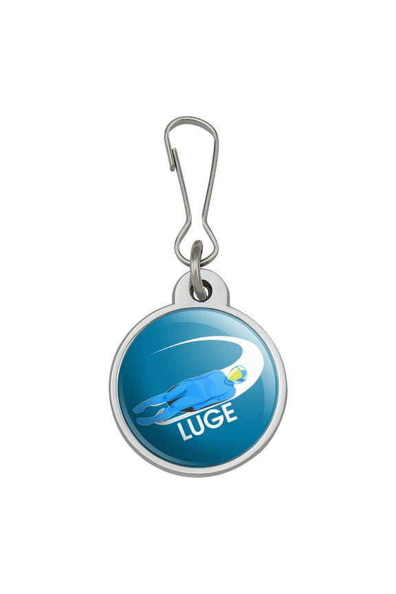 Luge Luger Luging Winter Sport Jacket Handbag Purse Luggage Backpack Zipper Pull Charm