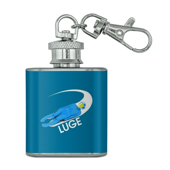 Luge Luger Luging Winter Sport Stainless Steel 1oz Mini Flask Key Chain