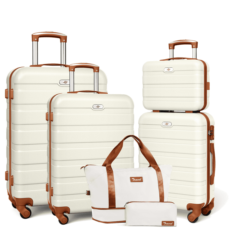 White and tan luggage set new arrivals