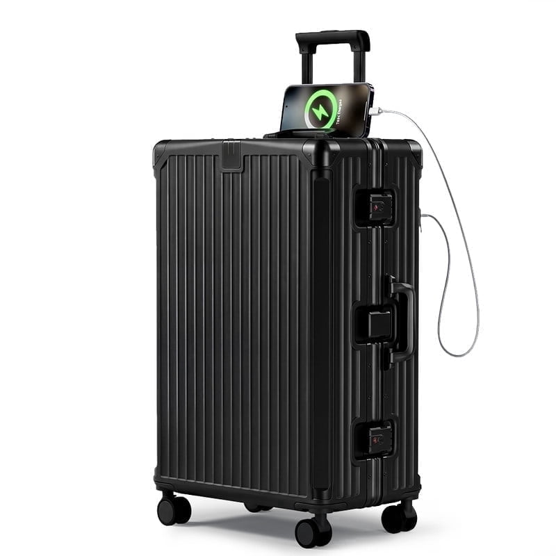 Luggage 28 inch Aluminium Frame PC ABS Hardside with Spinner Wheels PC+ABS Suitcase with TSA Lock 28 inch Carry on Luggage Silver