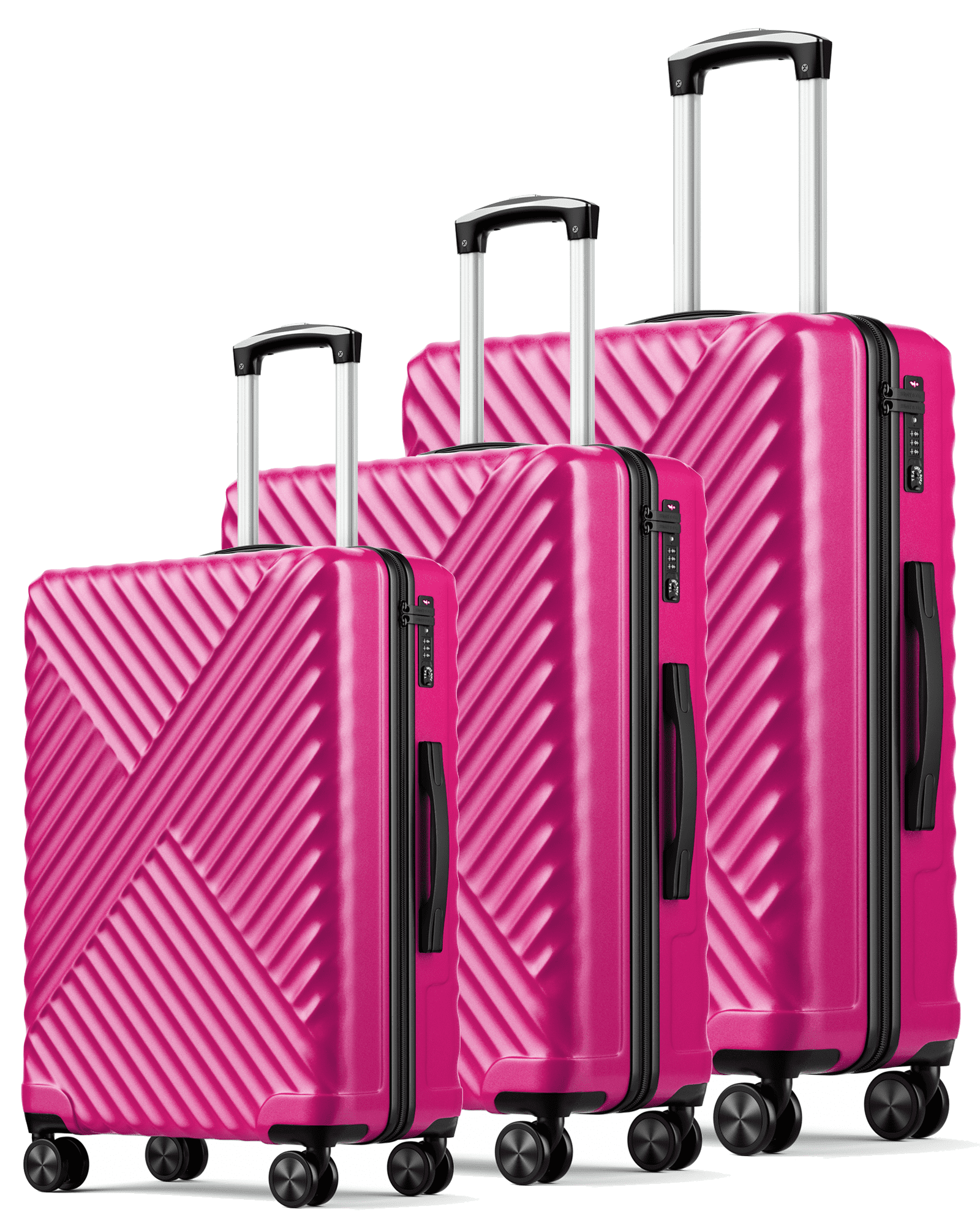 Luggage 3 Piece Set PC +ABS Suitcase Set with Wheels, Carry on and