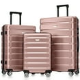 thumbnail image 1 of Luggage 3 Piece Set Suitcase with 4 360° Spinner Wheels & Retractable Handle, Hard Shell ABS+PC Suitcases with Scratch-Resistant Surface, Light Rose Gold, 1 of 9