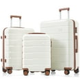 thumbnail image 1 of Luggage 3 Piece Sets Hard Shell Luggage Set with Spinner Wheels, TSA Lock, 20 24 28 inch Travel Suitcase Sets, Beige+Brown, 1 of 9