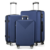 Luggage 3 Piece Sets Hard Suitcase Set with Wheels (Blue)