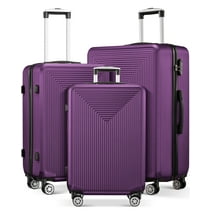 Luggage 3 Piece Sets Hard Suitcase Set with Wheels (Purple)