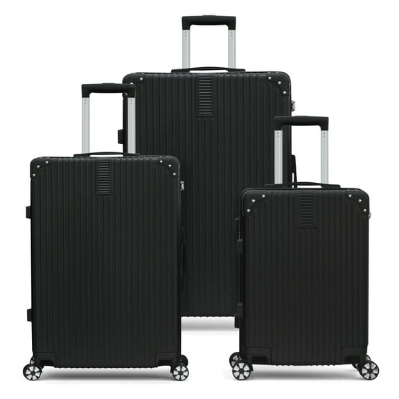 Luggage 3-Pieces Set ABS Durable Suitcase Black 20"24"28" Luggage 3-Pieces set black