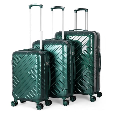 Luggage 3-Pieces set ABS Durable Suitcase Red 20"24"28"