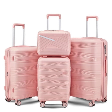 Luggage 4 Piece Sets(14/20/24/28), Hard Shell Lightweight TSA Lock Carry-on Expandable Suitcase with Spinner Wheels Travel Set