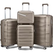 Luggage 4 Piece Sets, Expandable Carry On Luggage Set Hardshell PP, Suitcase Set with Double Spinner Wheels, Checked Durable Lightweight with TSA Lock, 14in 20in 24in 28in