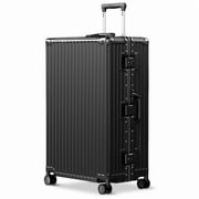 Luggage Aluminium Frame PC ABS Hardshell Suitcase with Spinner Wheels TSA Lock Zipperless Luggage 28 inch Black