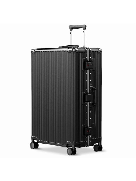 Luggage Aluminium Frame PC ABS Hardshell Suitcase with Spinner Wheels TSA Lock Zipperless Luggage 28 inch Black
