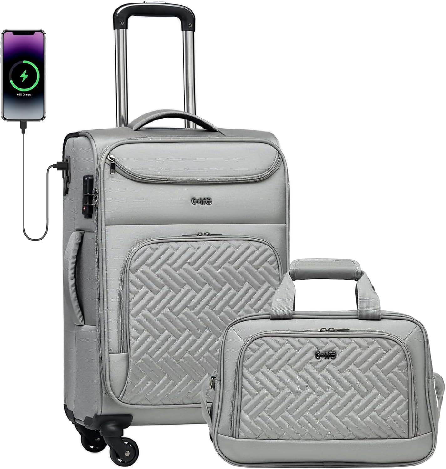 Luggage Carry On Luggage Underseat Luggage Suitcase Softside Wheeled Luggage Lightweight Rolling
