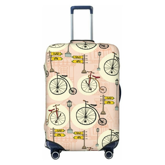 Luggage Cover Anti Scratch, Bike Pattern Abstract Elastic Suitcase Protector Fits 18-32 Inch Luggage