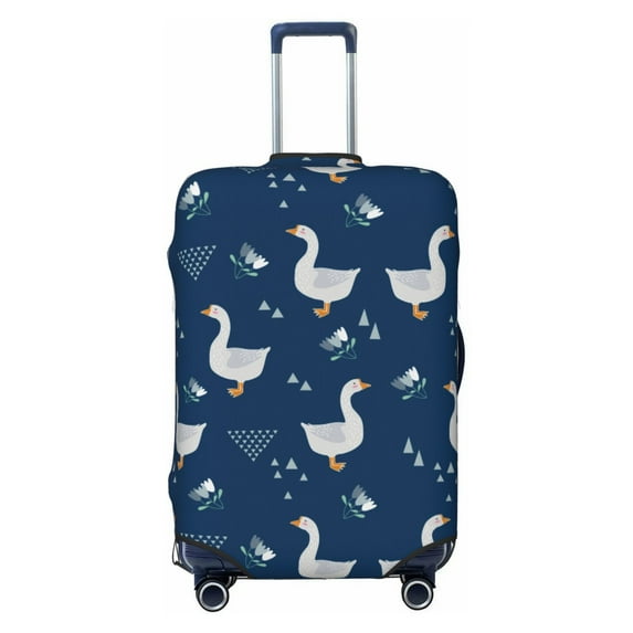 Luggage Cover Anti Scratch, Bohemian Cute Duck Navy Blue Elastic Suitcase Protector Fits 18-32 Inch Luggage