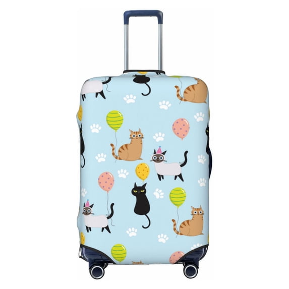 Luggage Cover Anti Scratch, Cartoon Cute Cat Colorful Balloons Elastic Suitcase Protector Fits 18-32 Inch Luggage