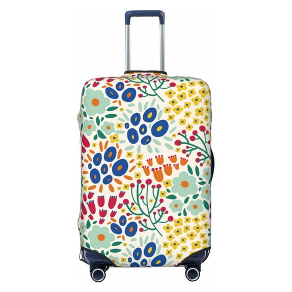 Luggage Cover Anti Scratch, Cartoon Flowers B Elastic Suitcase Protector Fits 18-32 Inch Luggage