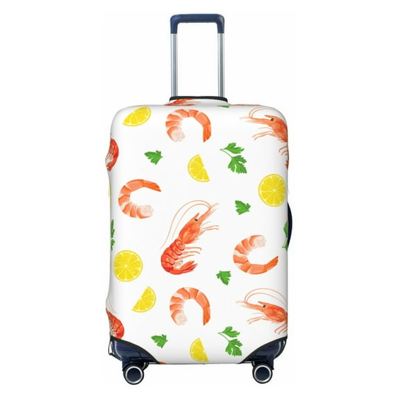 Luggage Cover Anti Scratch, Cilantro Shrimp Lemon Elastic Suitcase Protector Fits 18-32 Inch Luggage