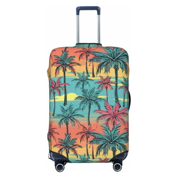 Luggage Cover Anti Scratch, Colorful Hawaii Palms Elastic Suitcase Protector Fits 18-32 Inch Luggage