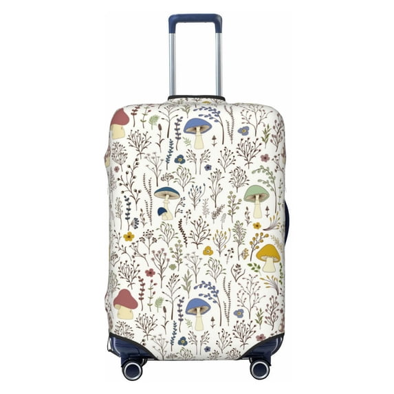 Luggage Cover Anti Scratch, Colorful Mushrooms And Plants Elastic Suitcase Protector Fits 18-32 Inch Luggage
