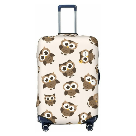 Luggage Cover Anti Scratch, Cute Brown Owl Elastic Suitcase Protector Fits 18-32 Inch Luggage